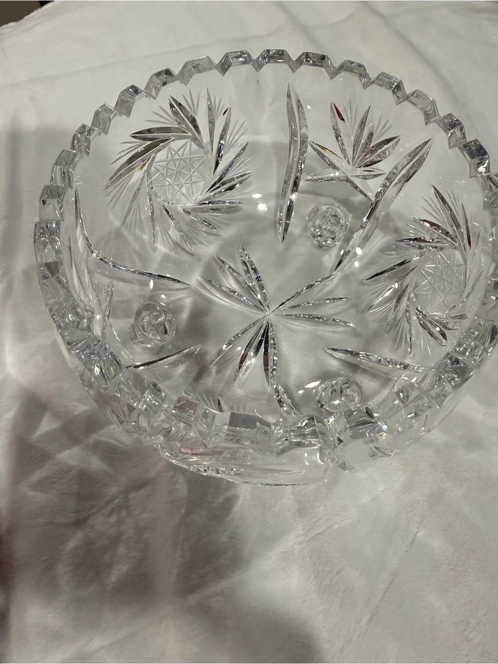 Cut Crystal Decorative footed Bowl - Clear Glass